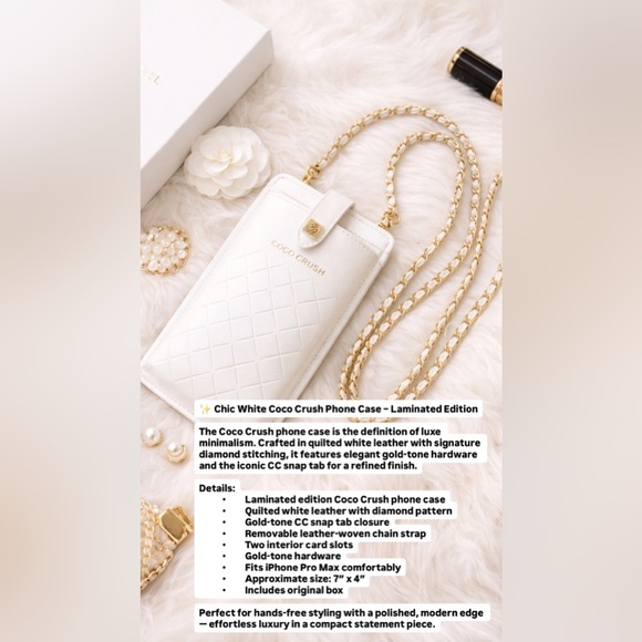 Authentic Coco Crush White Quilted Crossbody Bag - Picture 2 of 4